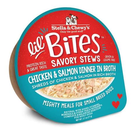 Lil Bites Savory Stews Chicken & Salmon Dinner in Broth
