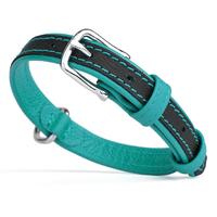 Soft Leather Dual-Color Flat Collar - Teal (Item #193756145191)