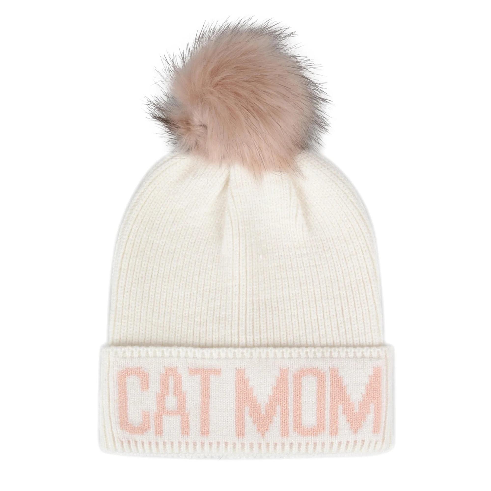 Cat Mom PomPom Knit Beanie