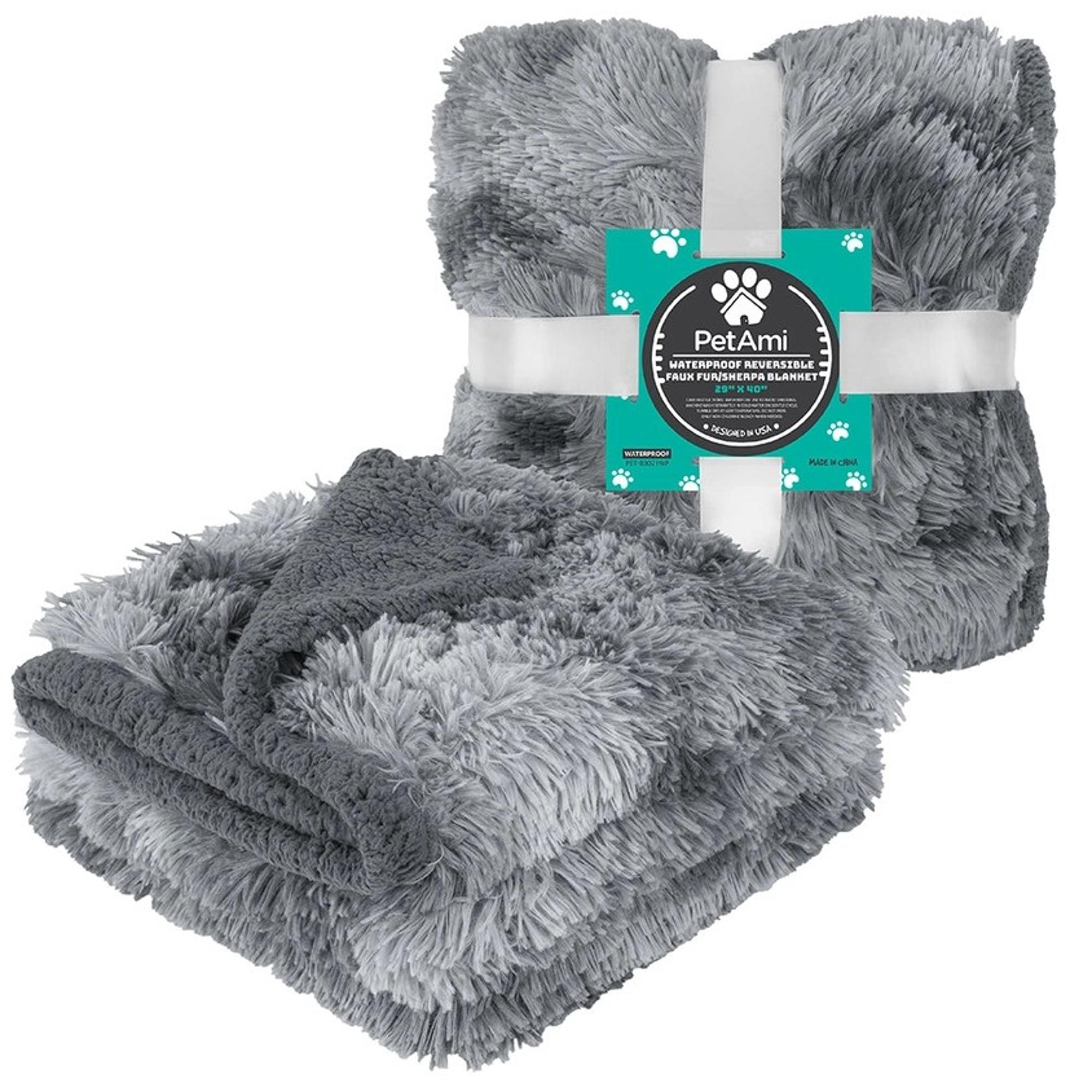 Waterproof Faux Fur Blanket Tie-Dye Gray