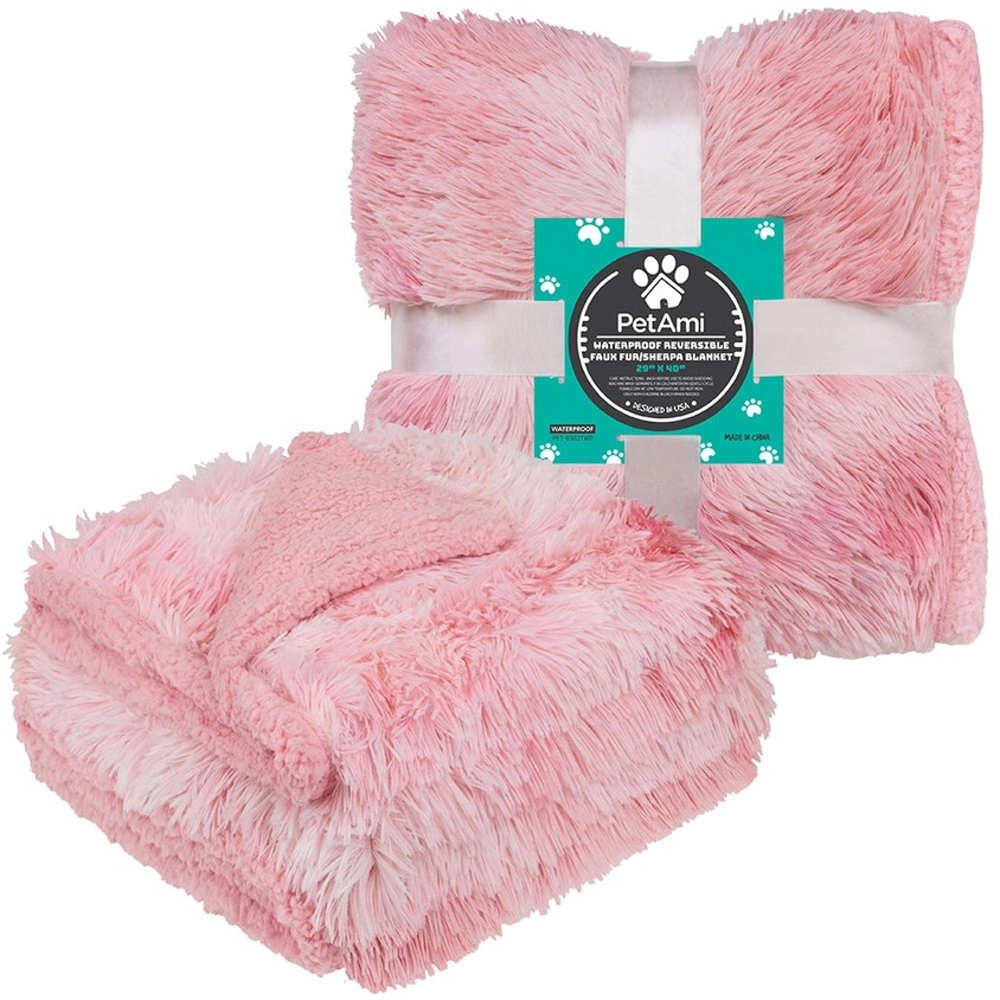 Waterproof Faux Fur Blanket Tie-Dye Pink