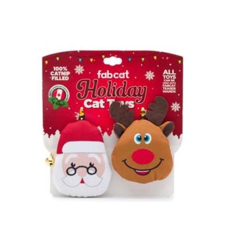 Fabcat Santa/Reindeer 2 Pk Cat Toy Set